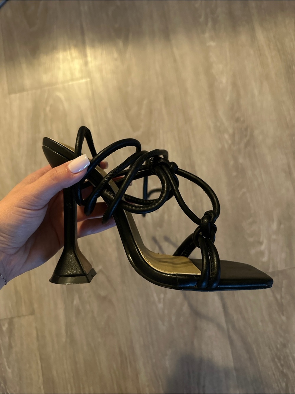 Black Knotted Strap High-Heel Sandals
